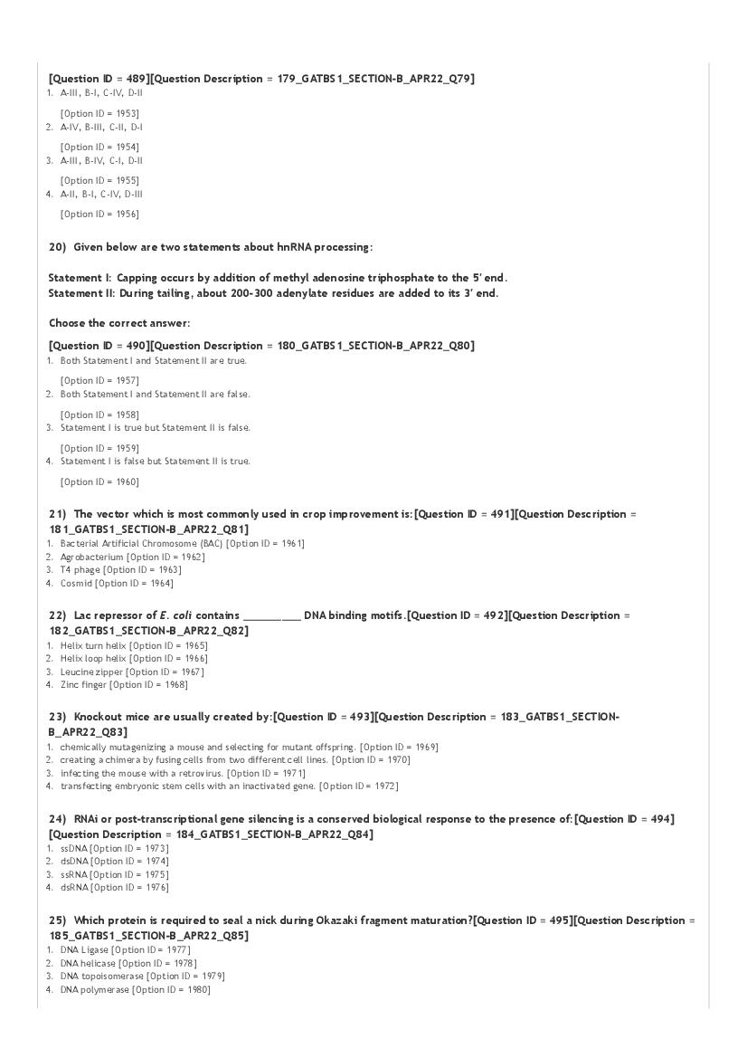 GAT-B / BET 2022 Question Paper PDF (GAT-B and BET, 23 April)