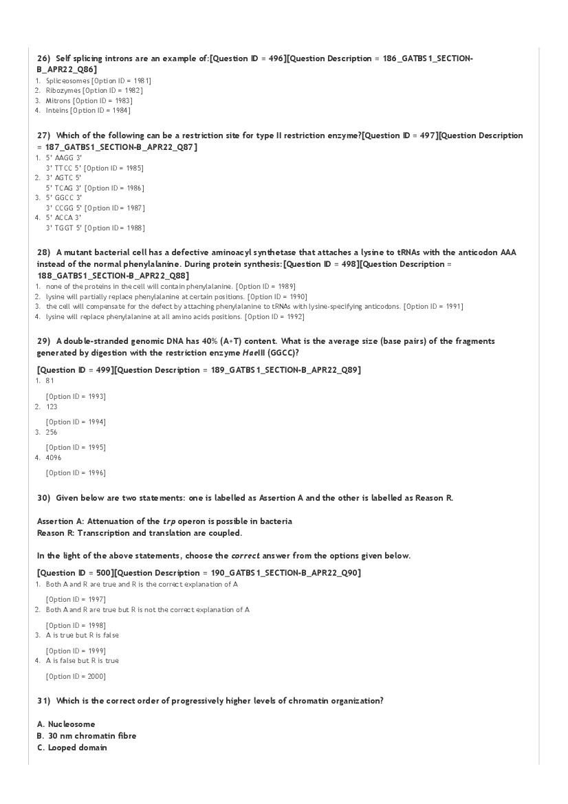 GAT-B / BET 2022 Question Paper PDF (GAT-B and BET, 23 April)