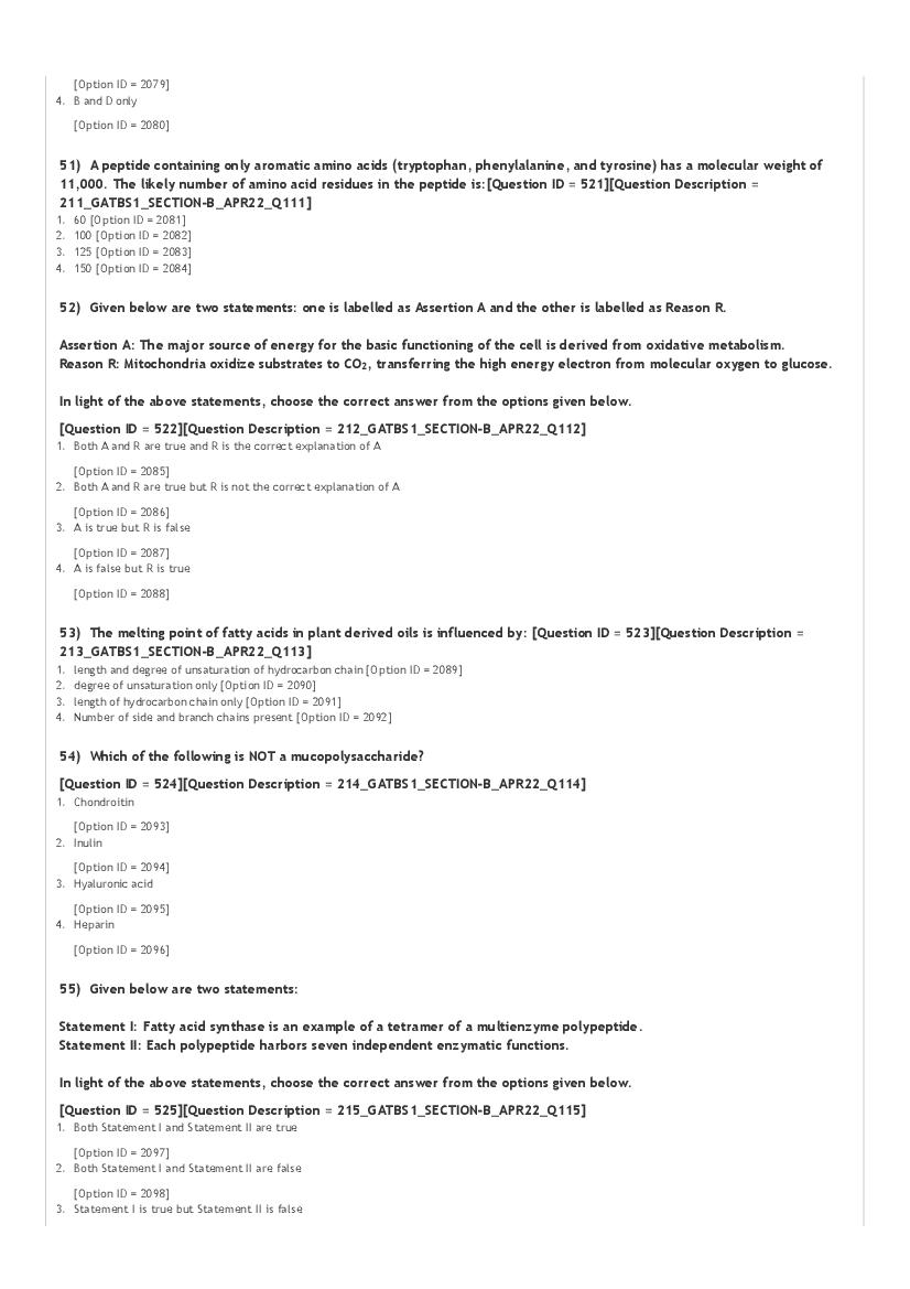 GAT-B / BET 2022 Question Paper PDF (GAT-B and BET, 23 April)