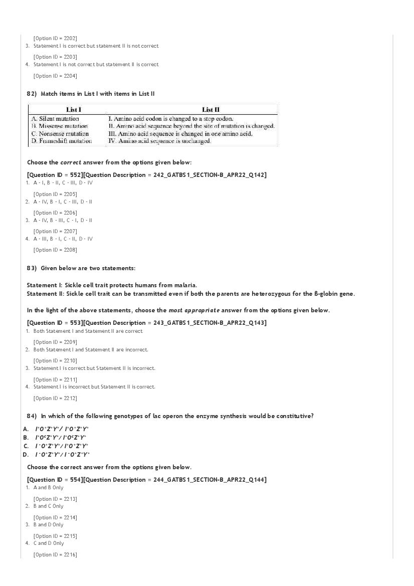 GAT-B / BET 2022 Question Paper PDF (GAT-B and BET, 23 April)