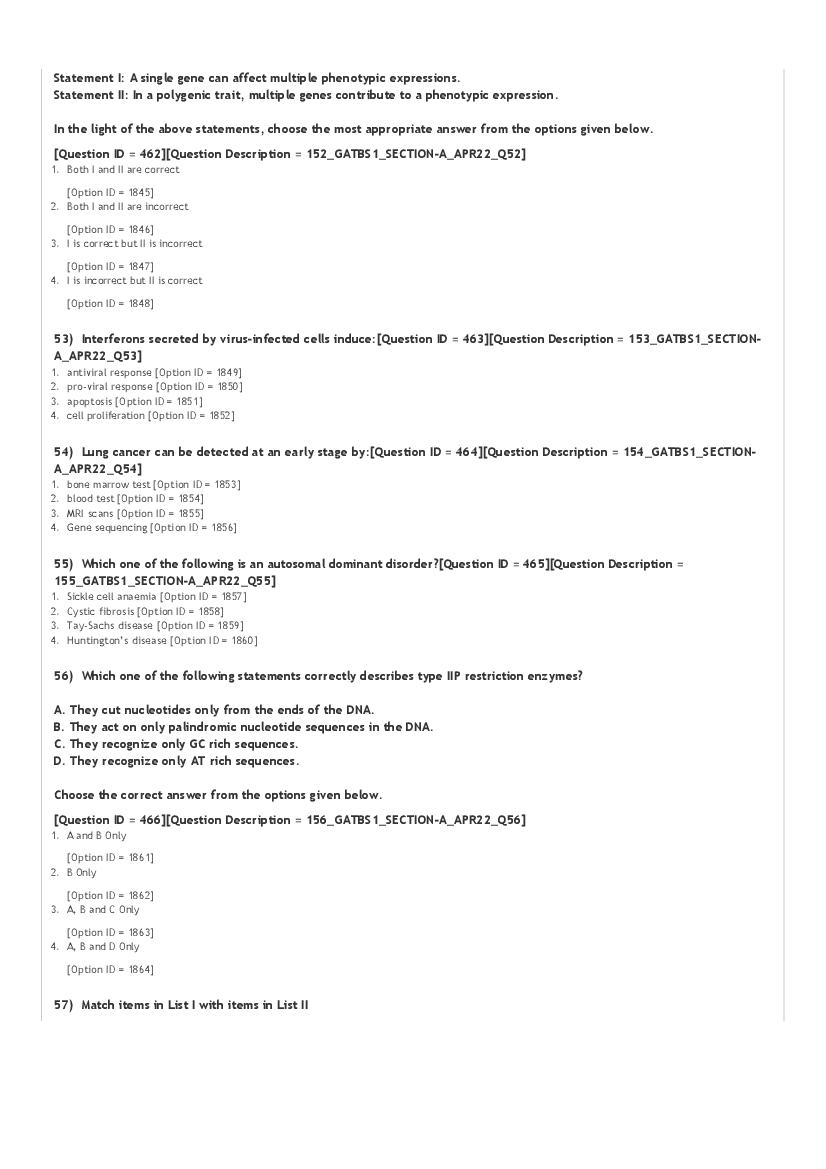 GAT-B / BET 2022 Question Paper PDF (GAT-B and BET, 23 April)