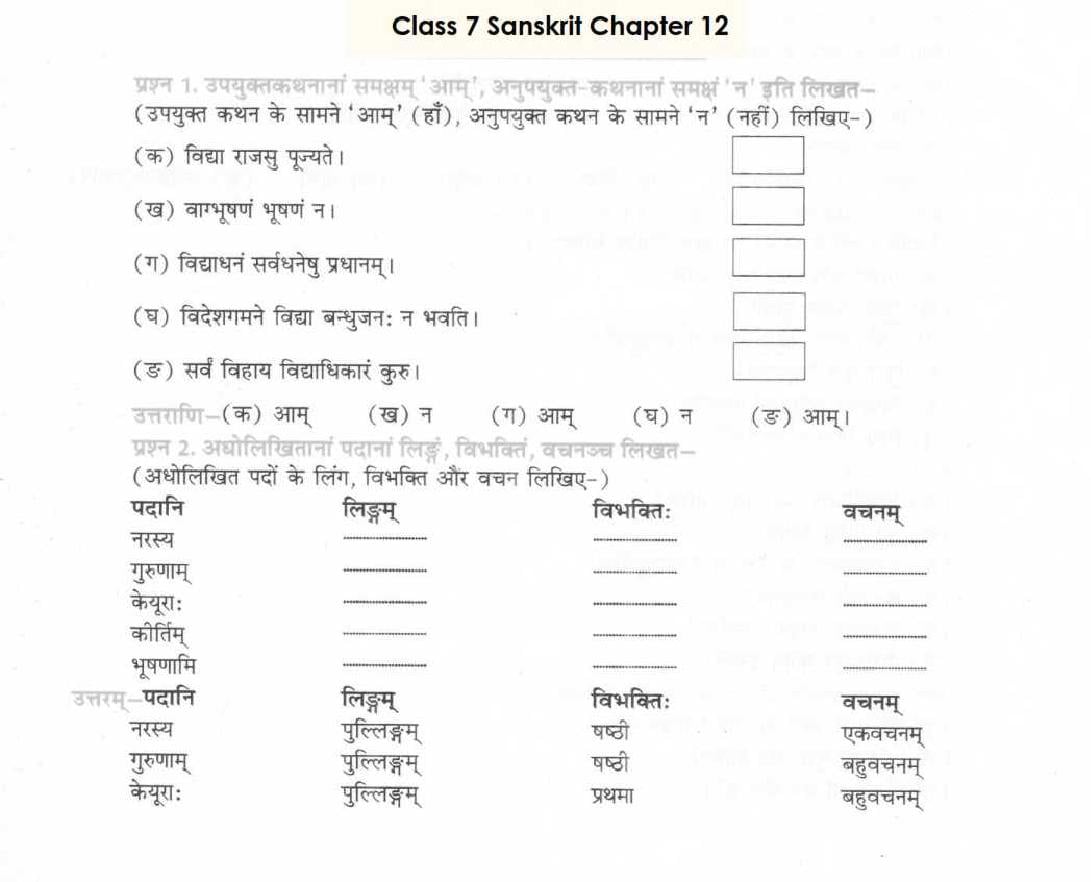 NCERT Solutions for Class 7 Sanskrit Chapter 11 विद्याधनम् - Page 1