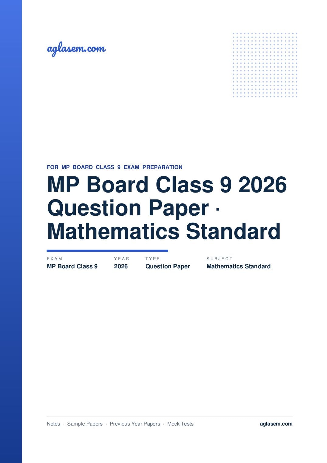 MP Board Class 9 Question Paper 2026 Mathematics Standard - Page 1 of 16