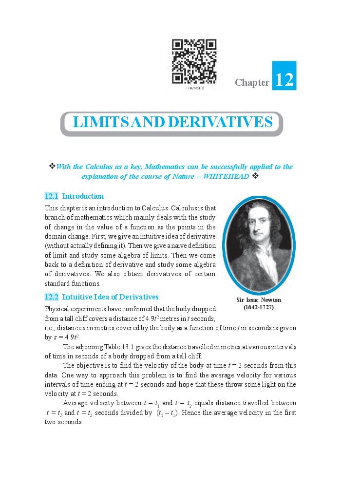 NCERT Book Class 11 Maths Chapter 12 Limits and Derivatives - Page 1
