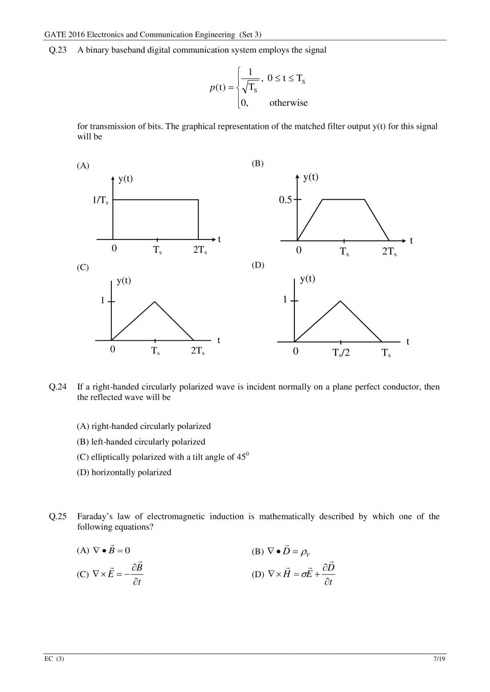GATE 2016 Question Paper PDF with Answers (EC Set 3)