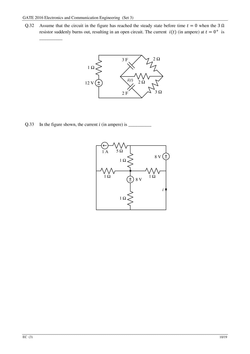 GATE 2016 Question Paper PDF with Answers (EC Set 3)