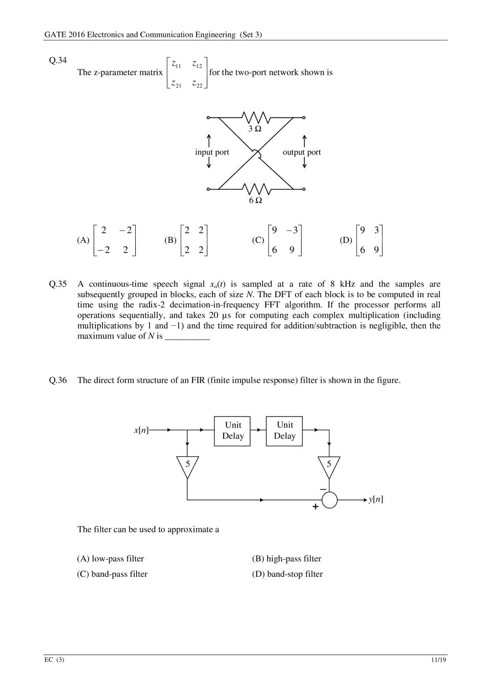 GATE 2016 Question Paper PDF with Answers (EC Set 3)