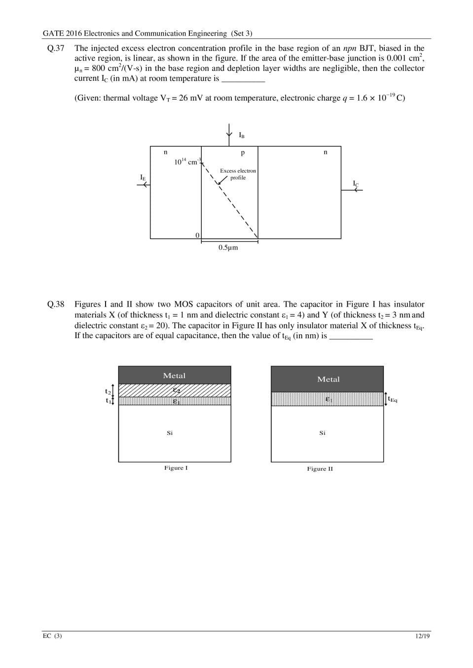 GATE 2016 Question Paper PDF with Answers (EC Set 3)