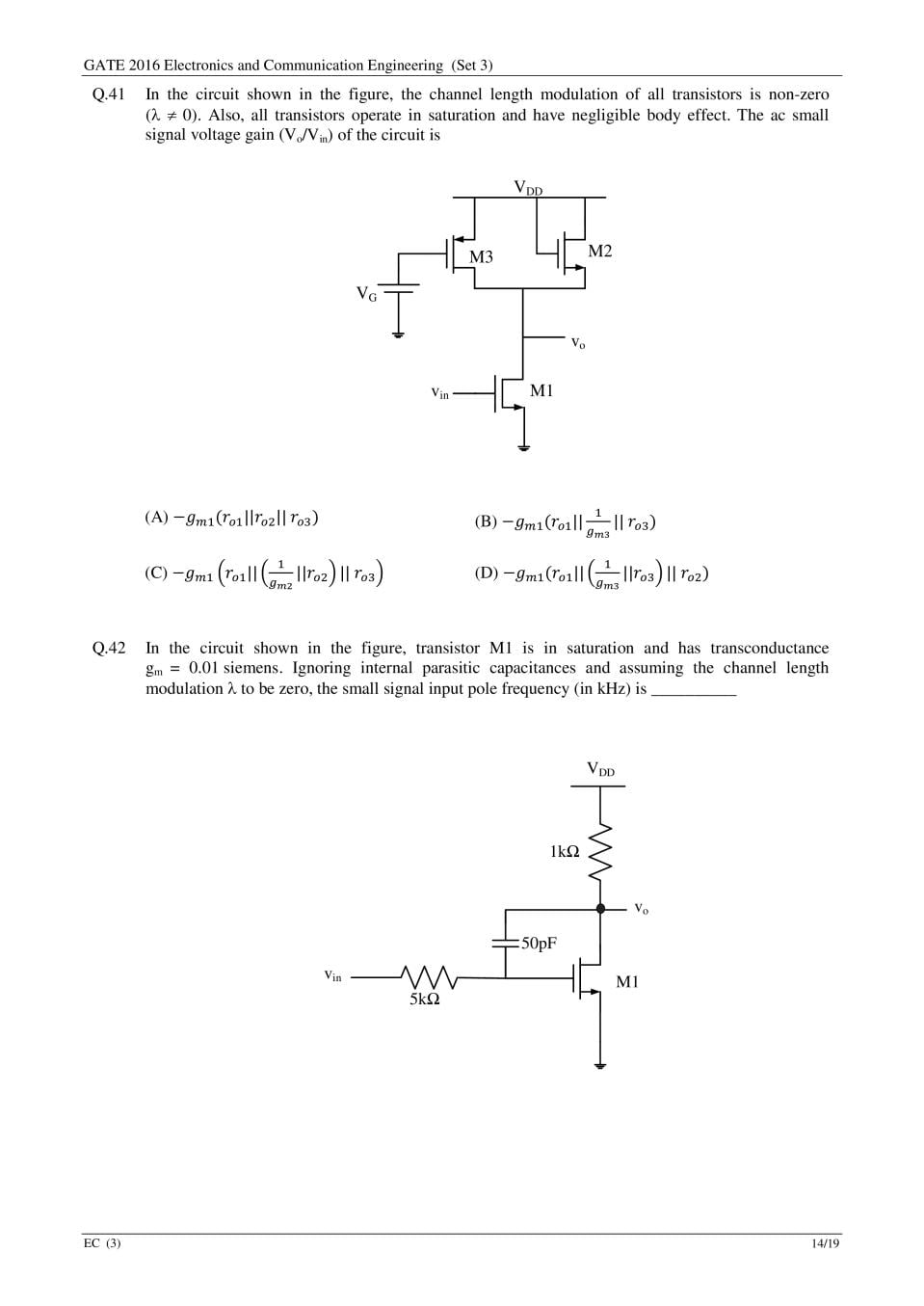 GATE 2016 Question Paper PDF with Answers (EC Set 3)