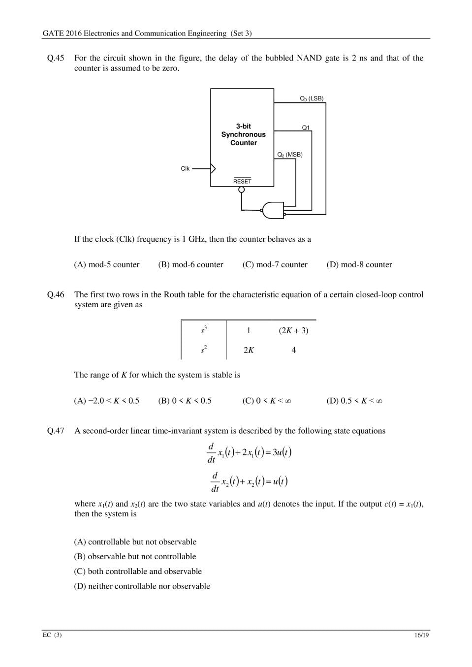 GATE 2016 Question Paper PDF with Answers (EC Set 3)