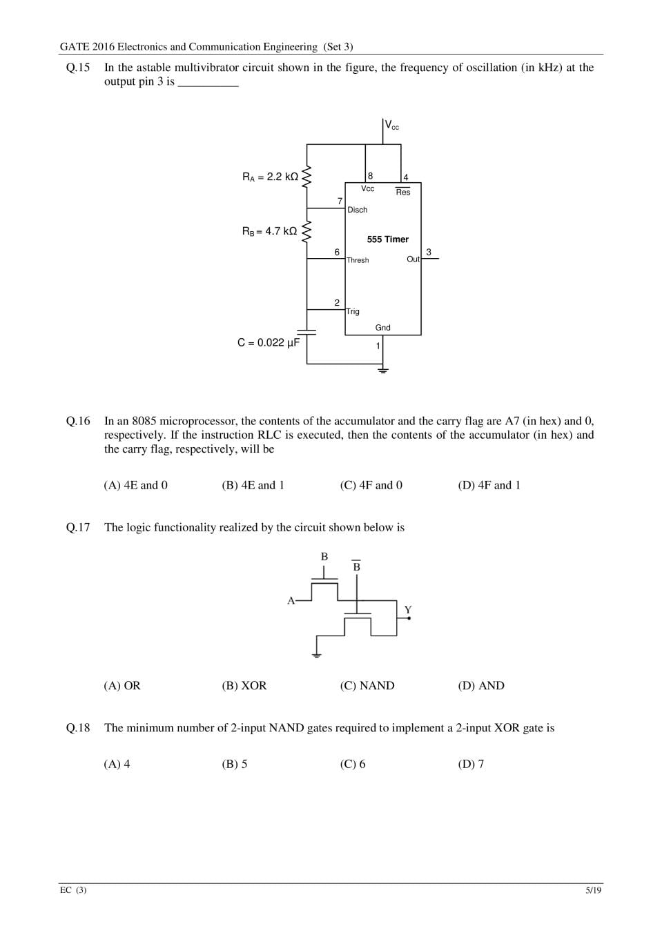 GATE 2016 Question Paper PDF with Answers (EC Set 3)