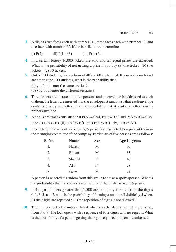 NCERT Book Class 11 Maths Chapter 16 Probability