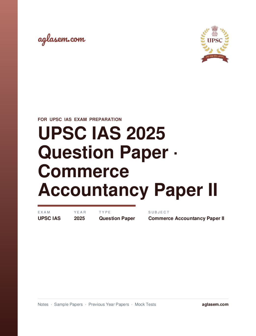UPSC IAS 2025 Question Paper for Commerce and Accountancy Paper II - Page 1 of 5