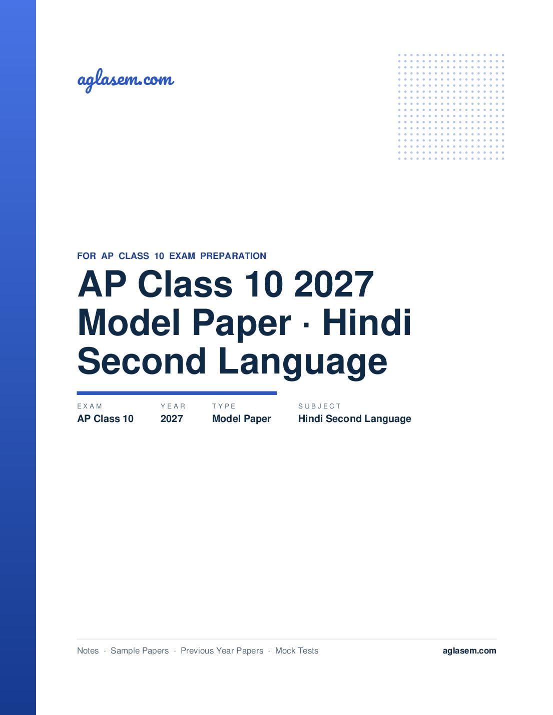 AP Class 10 Model Paper 2027 Hindi Second Language - Page 1 of 29