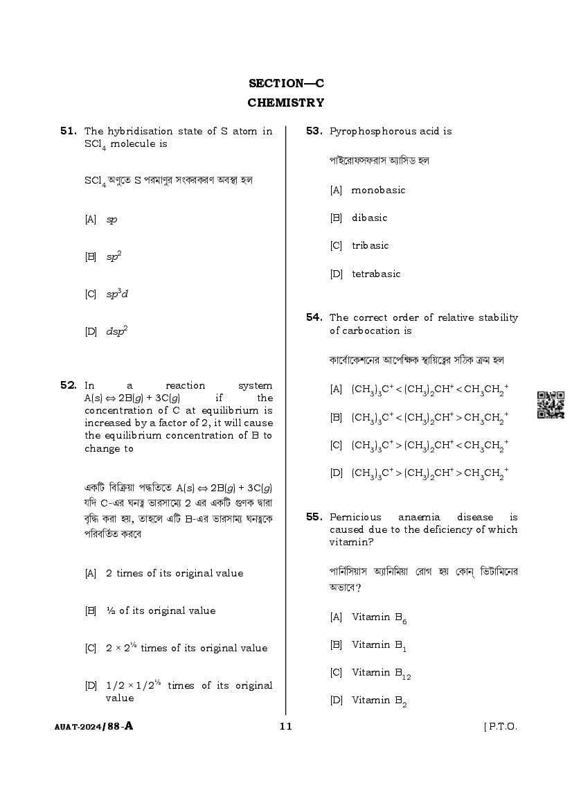 AUAT 2024 Question Paper PDF (43 UG and PG Papers)