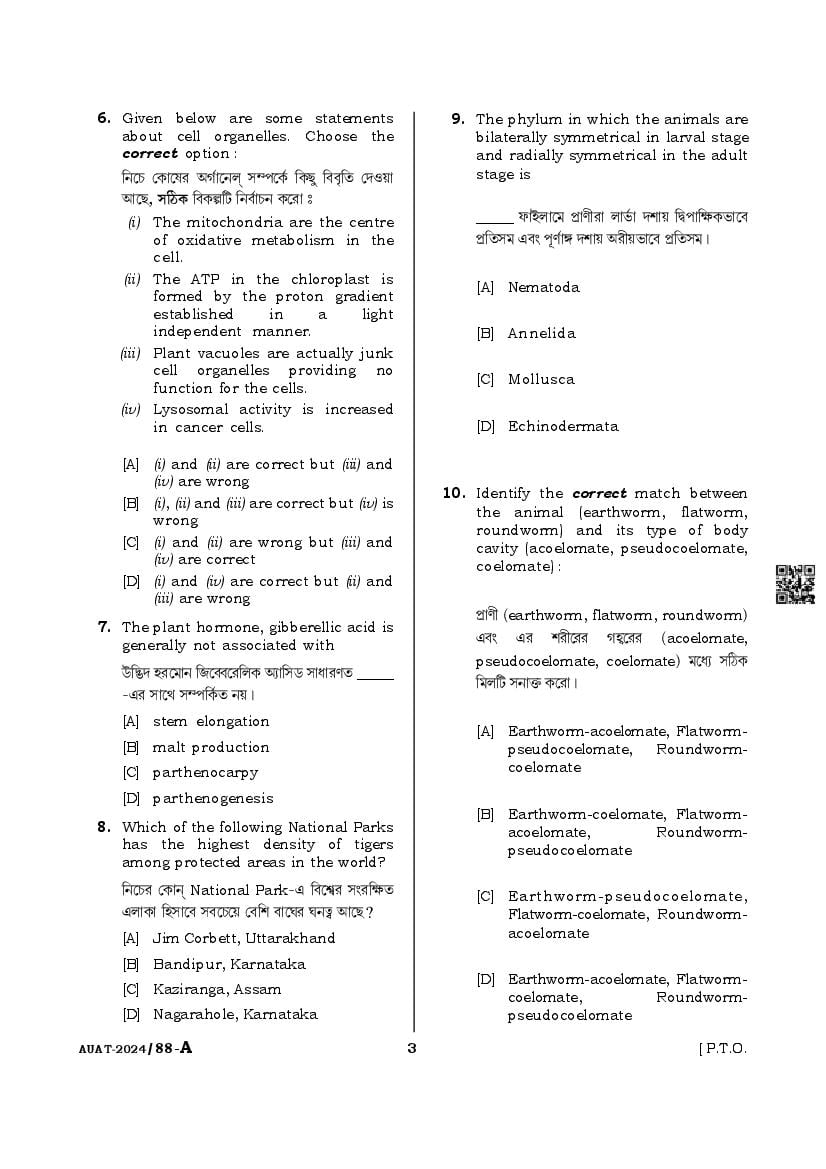 AUAT 2024 Question Paper PDF (43 UG and PG Papers)