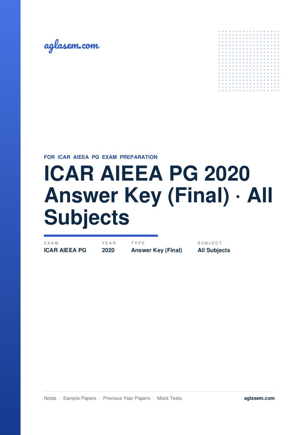 ICAR AIEEA PG 2020 Answer Key (Final) All Subjects - Page 1 of 21