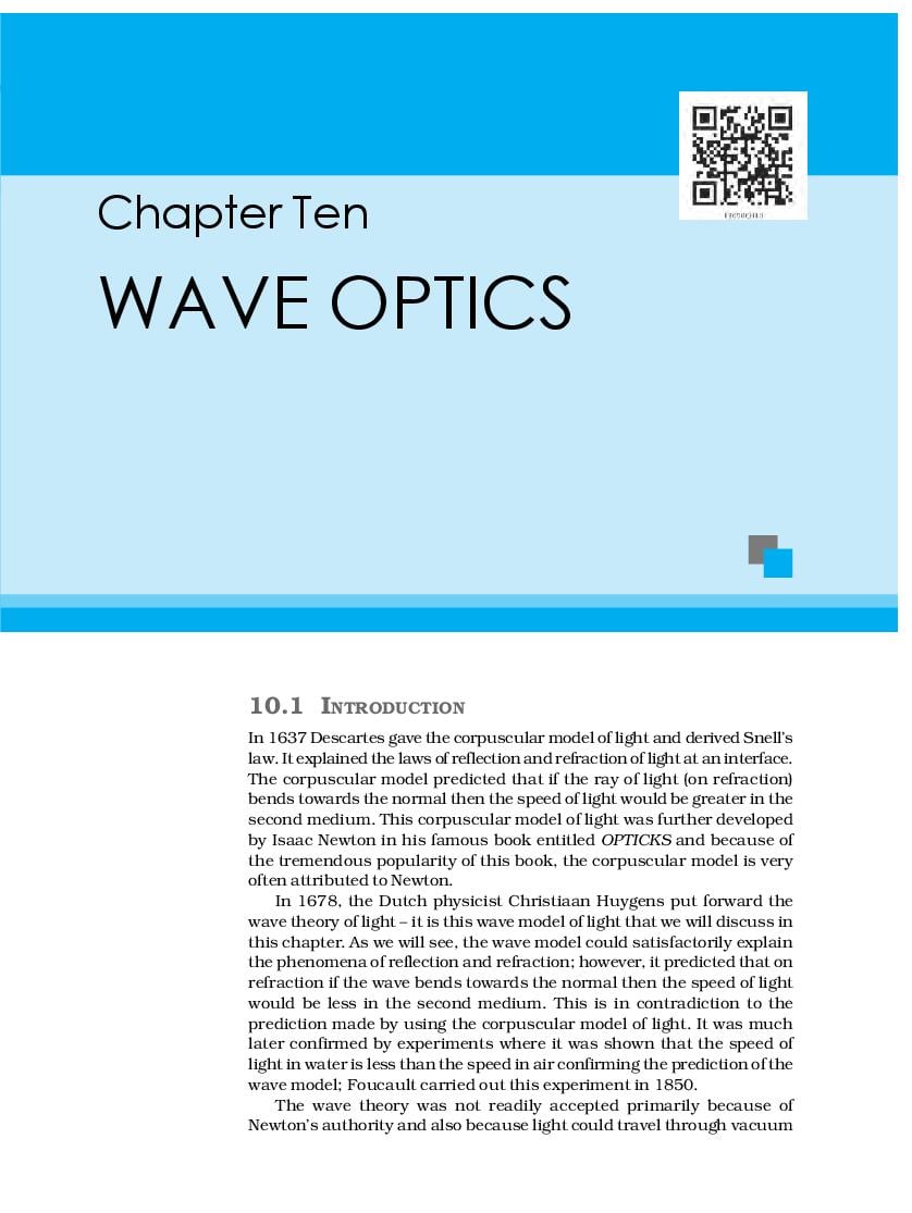 NCERT Book Class 12 Physics Chapter 10 Wave Optics - Page 1