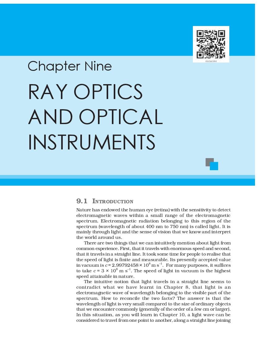 NCERT Book Class 12 Physics Chapter 9 Ray Optics and Optical Instruments - Page 1