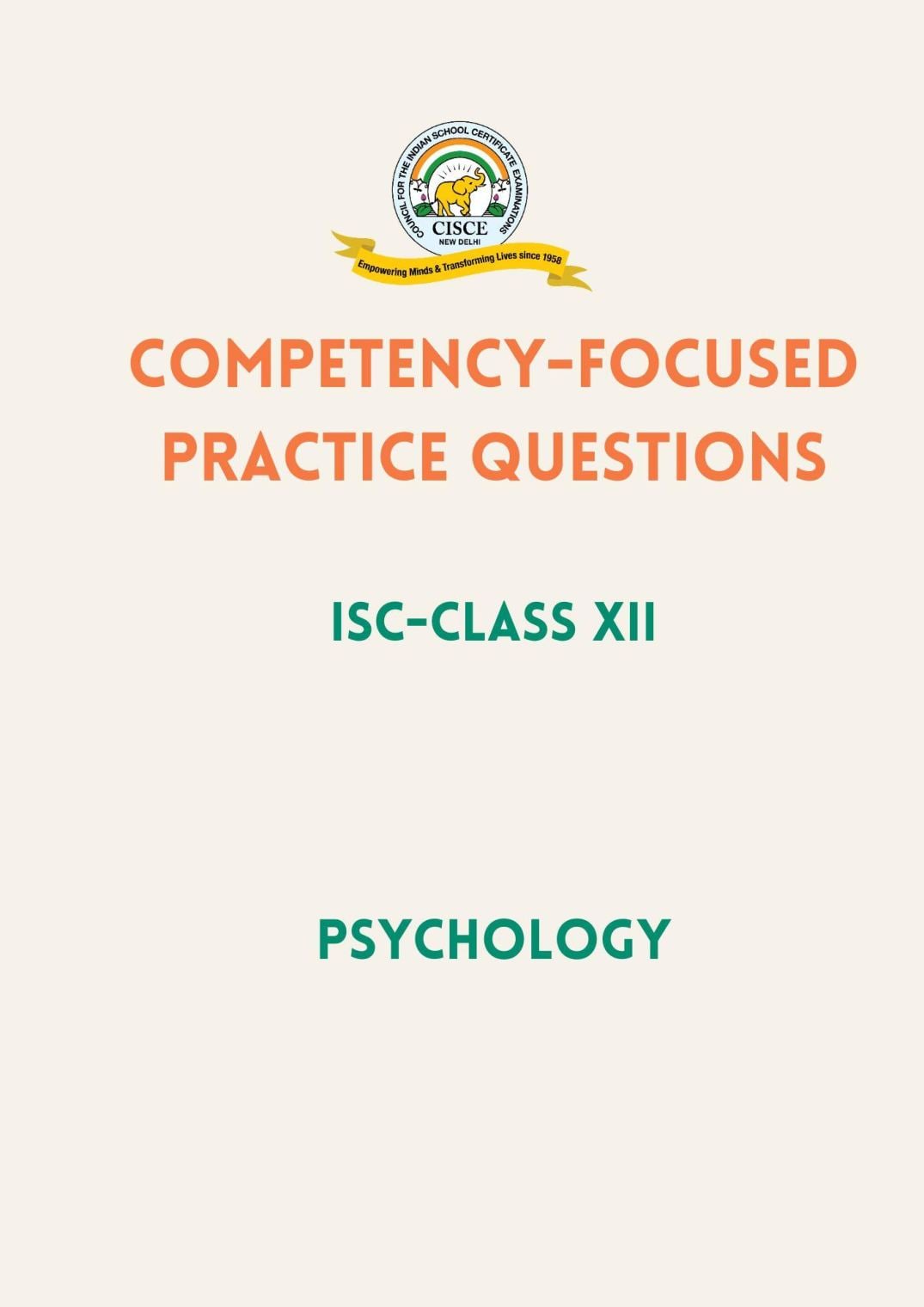 ISC Class 12 Competency Based Questions (CBQ) Psychology - Page 1 of 87