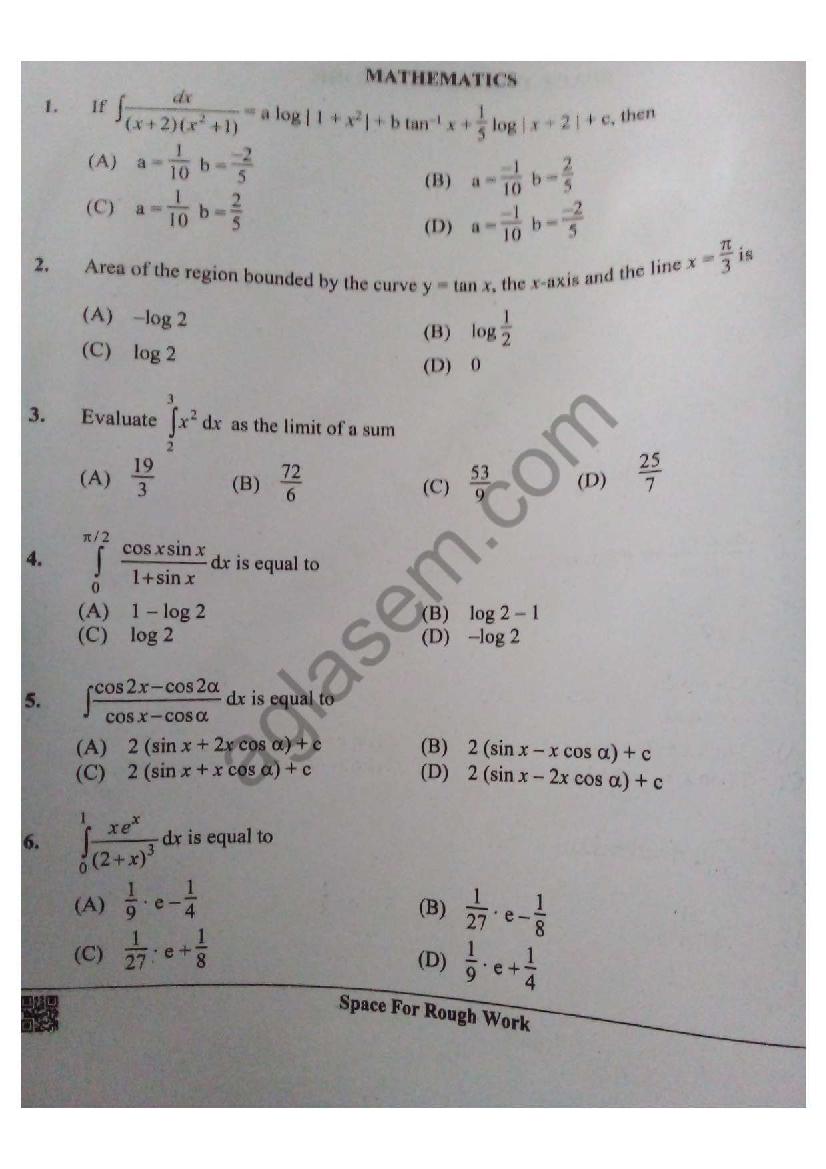 KCET 2022 Question Paper of Mathematics - Page 1