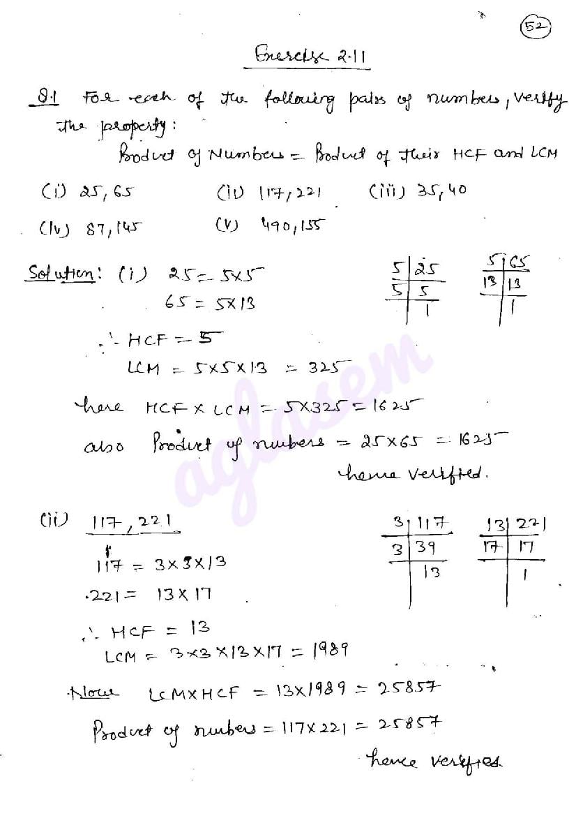 RD Sharma Solutions Class 6 Chapter 2 Playing with Numbers Exercise 2.11 - Page 1