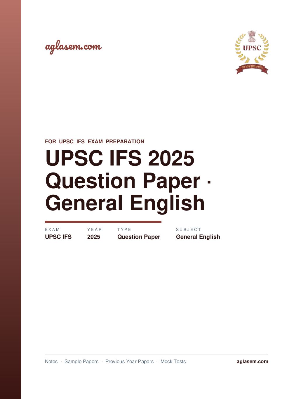 UPSC IFS 2025 Question Paper for General English - Page 1 of 9