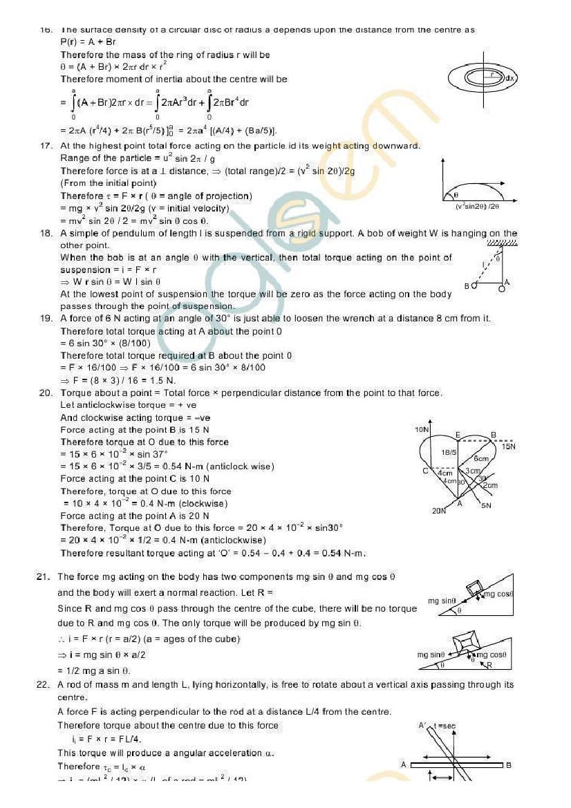 HC Verma Solutions Class 11 Chapter 10 Rotational Mechanics - PDF Download