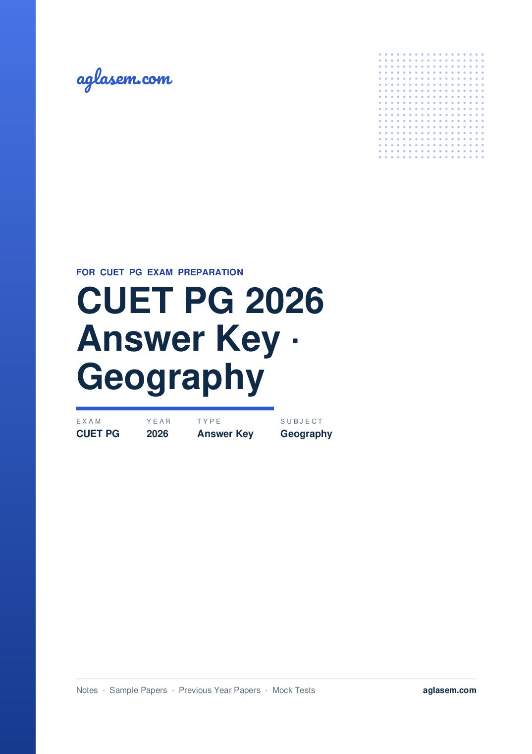 CUET PG 2026 Answer Key Geography - Page 1 of 2