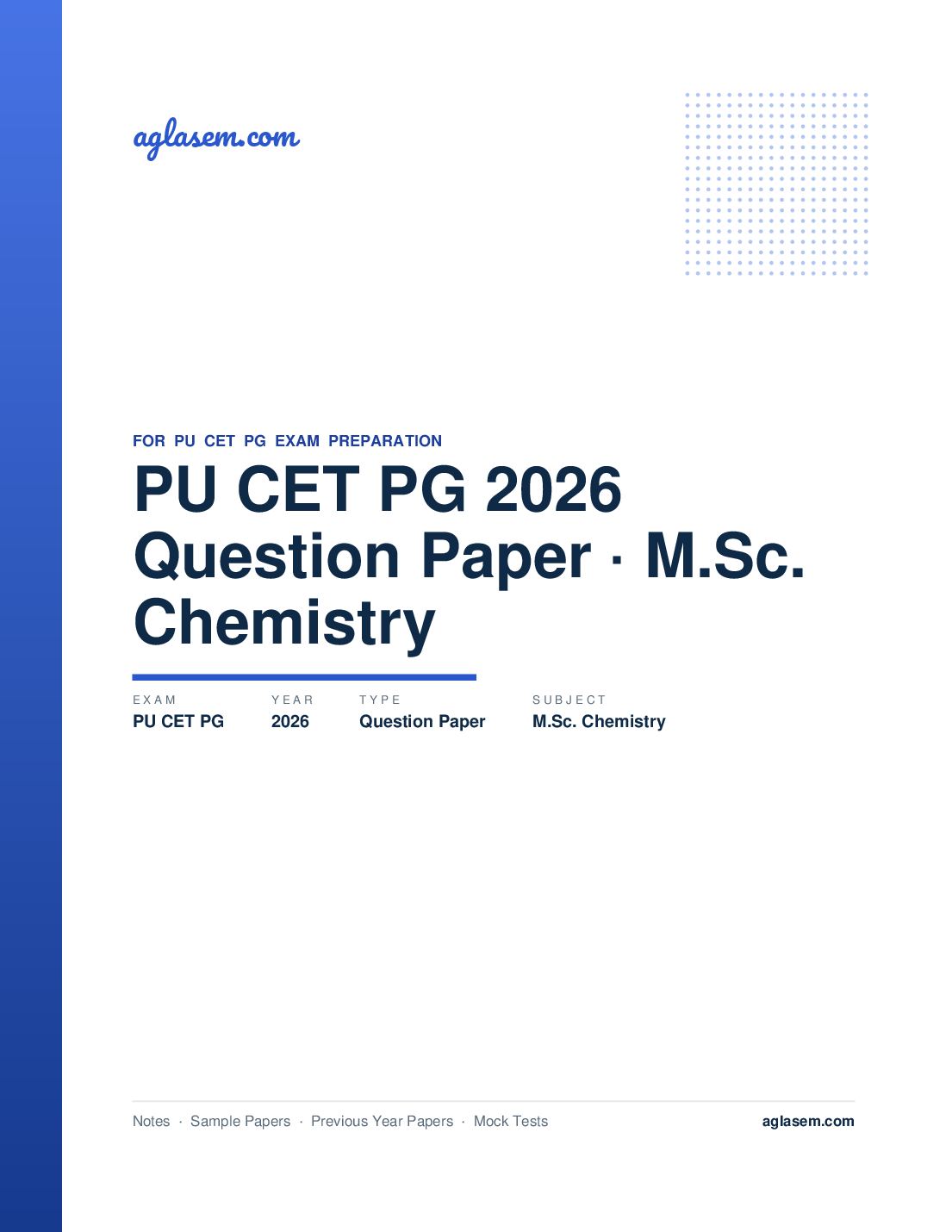 PU CET PG 2026 Question Paper M.Sc. Chemistry - Page 1 of 11