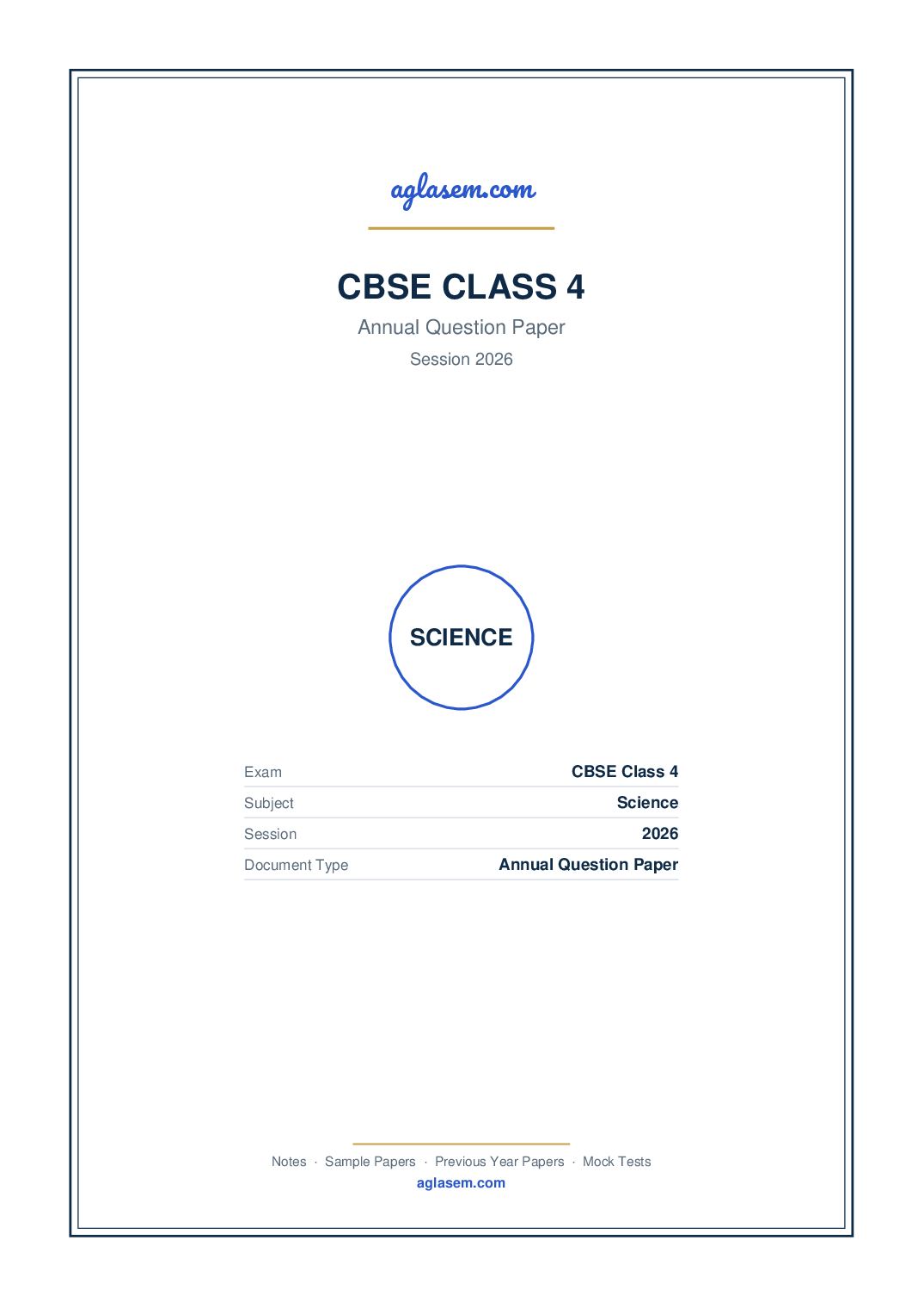 Class 4 Question Paper 2026 Science - Page 1 of 5