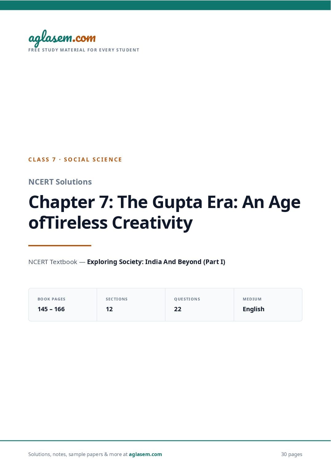 NCERT Solutions Class 7 Social Science Chapter 7 the Gupta Era an Age of Tireless Creativity - Page 1 of 31