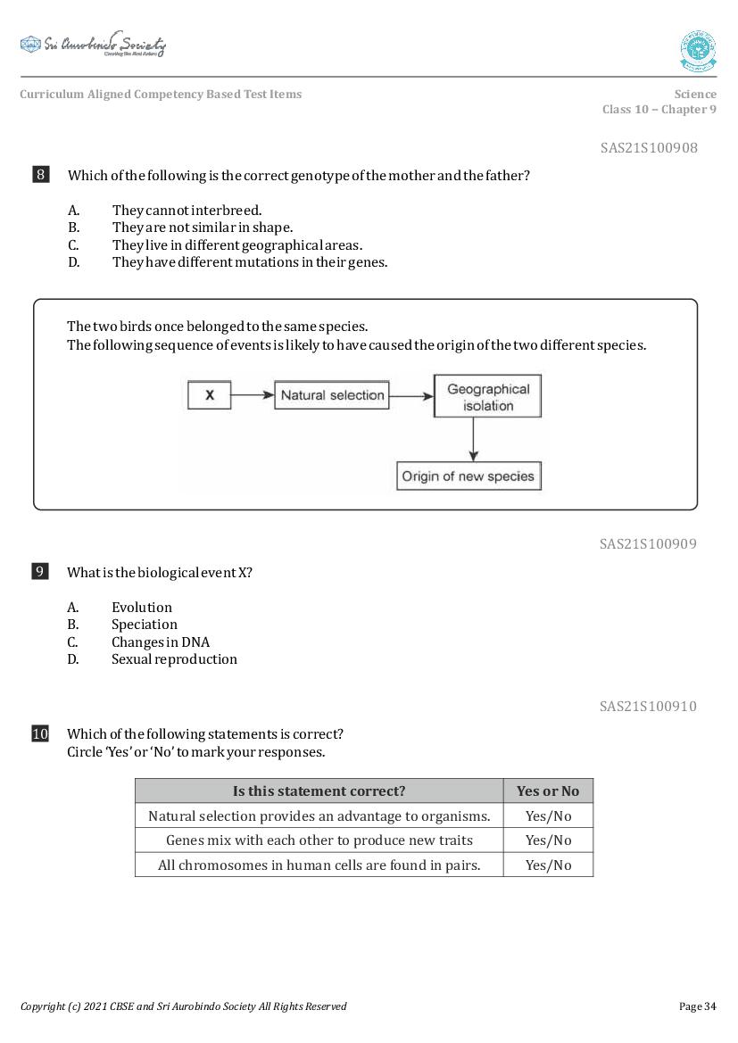 Class 10 Science Competency Based Questions 2025 - Download PDF - AglaSem