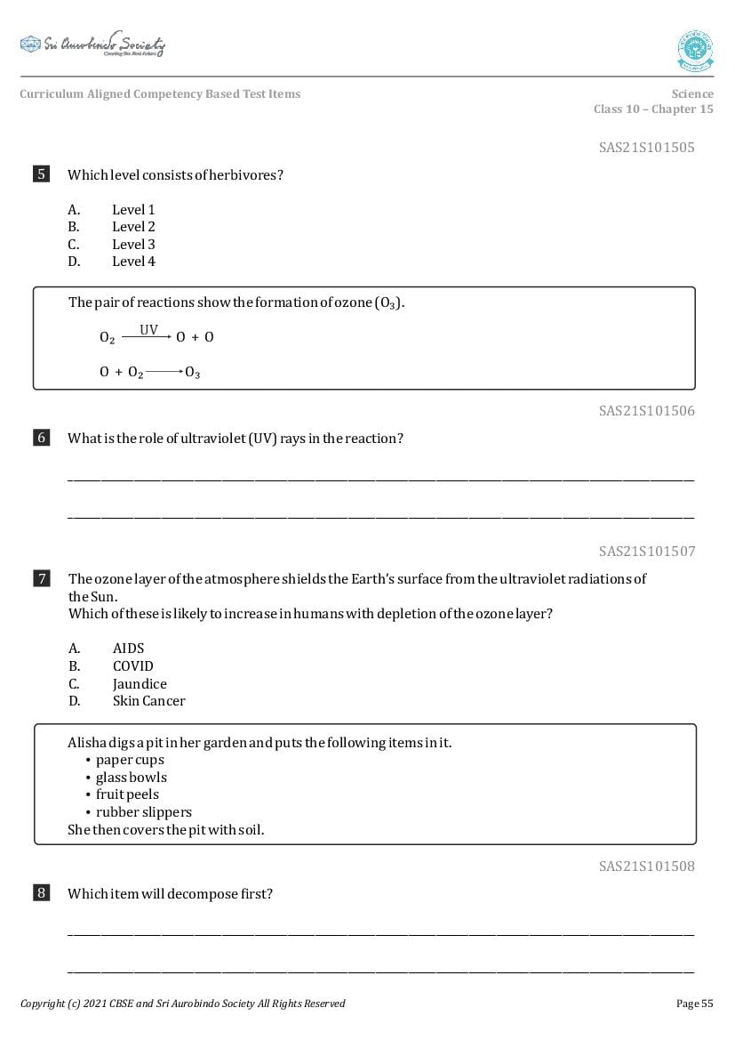Class 10 Science Competency Based Questions 2025 - Download PDF - AglaSem