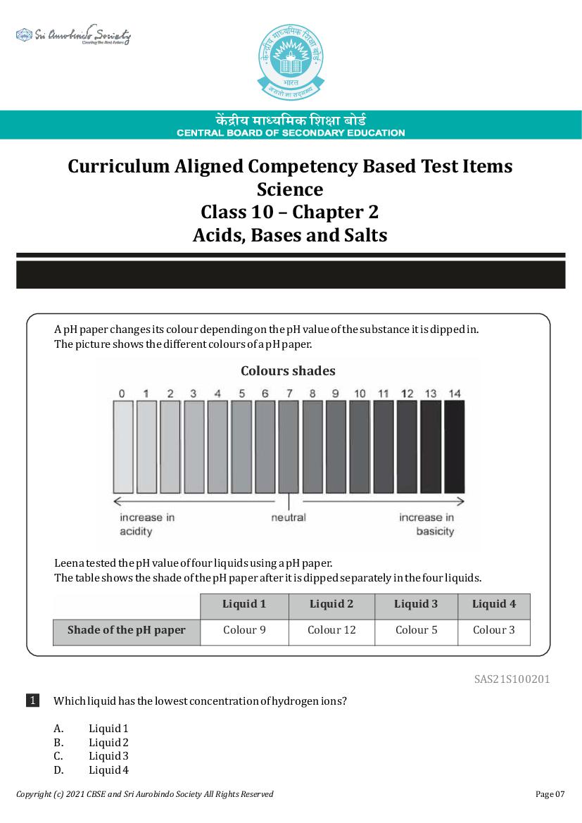 Class 10 Science Competency Based Questions 2025 - Download PDF - AglaSem