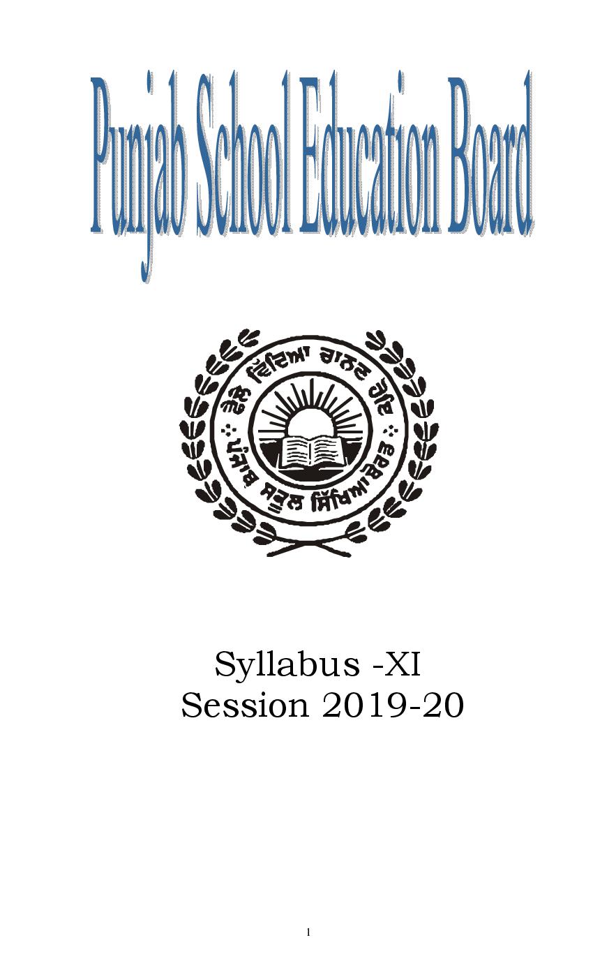 PSEB 11th Syllabus 2020 - Page 1