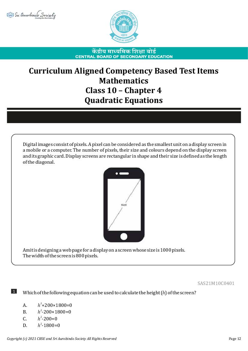 competency based questions class 10 maths