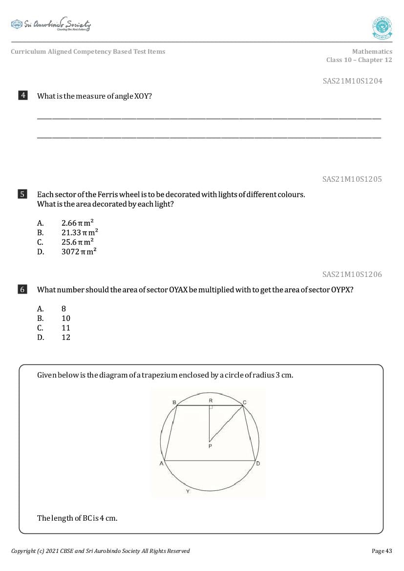 competency based questions class 10 maths 2023-24