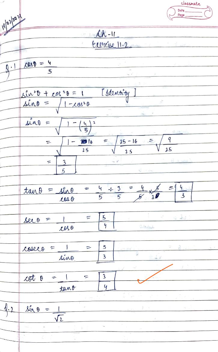 RD Sharma Solutions Class 10 Chapter 11 Trigonometric Identities Exercise 11.2 - Page 1