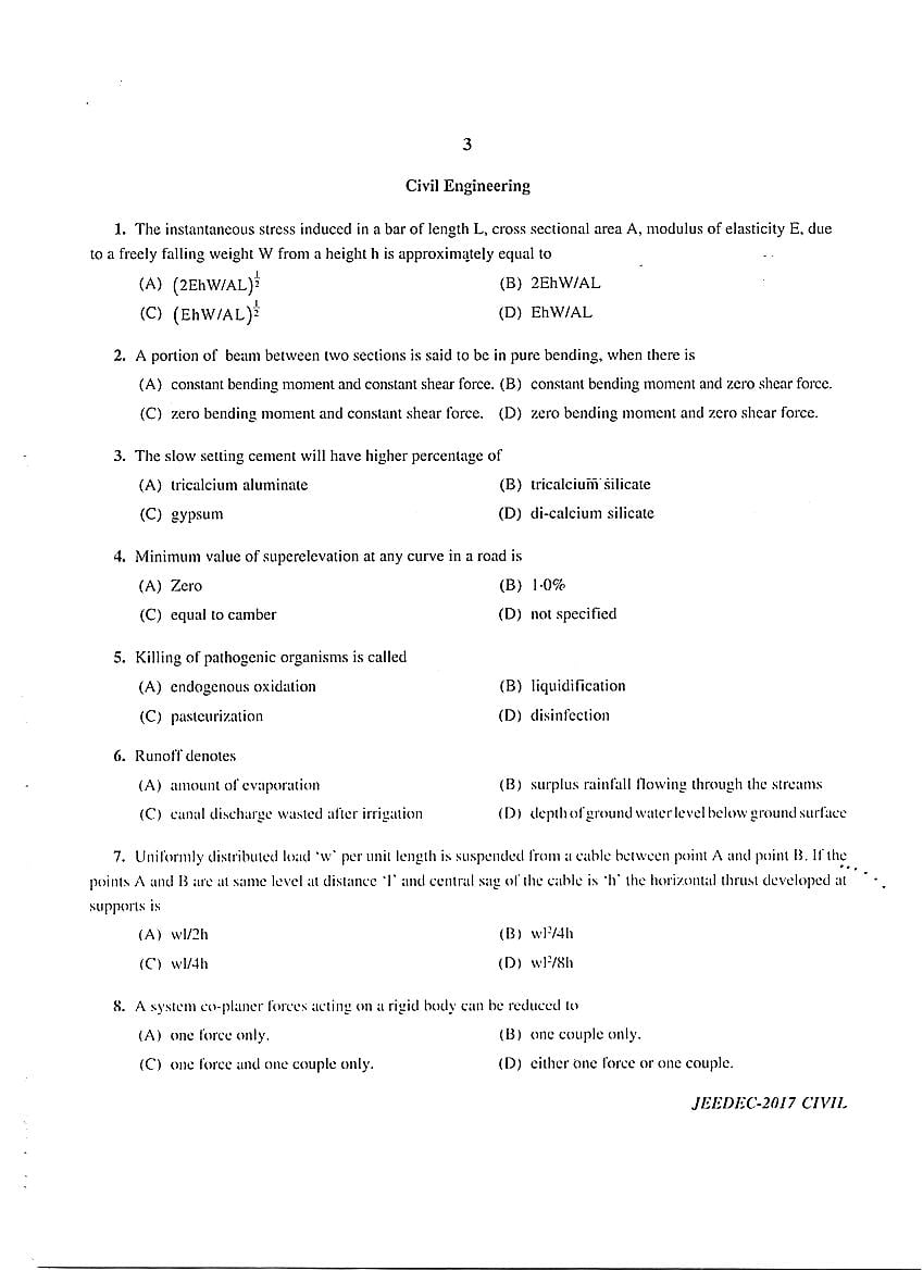 JEEDEC 2017 Question Paper PDF (Civil, Electrical, Mechanical)
