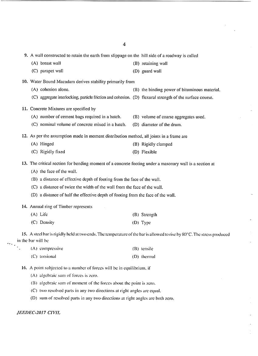 JEEDEC 2017 Question Paper PDF (Civil, Electrical, Mechanical)