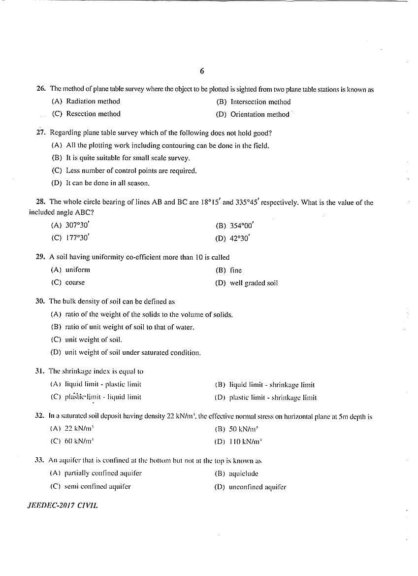 JEEDEC 2017 Question Paper PDF (Civil, Electrical, Mechanical)
