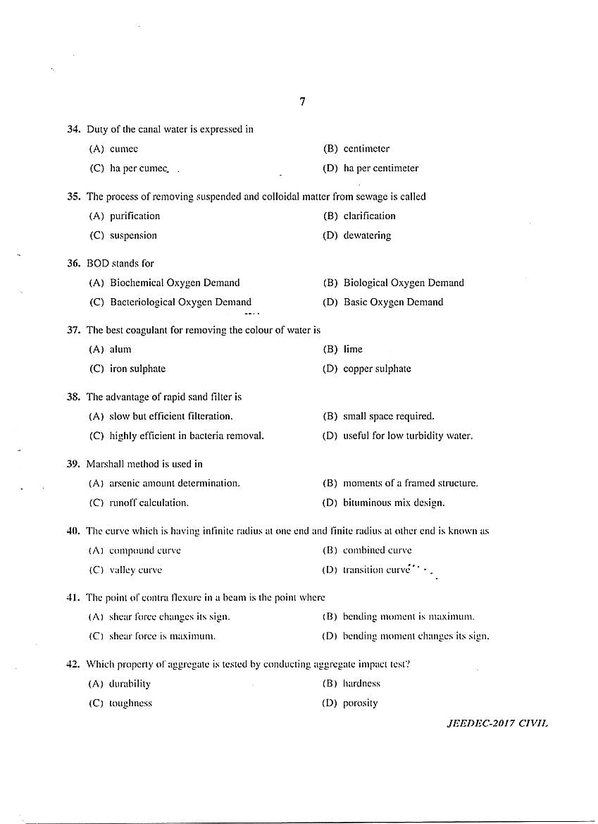 JEEDEC 2017 Question Paper PDF (Civil, Electrical, Mechanical)