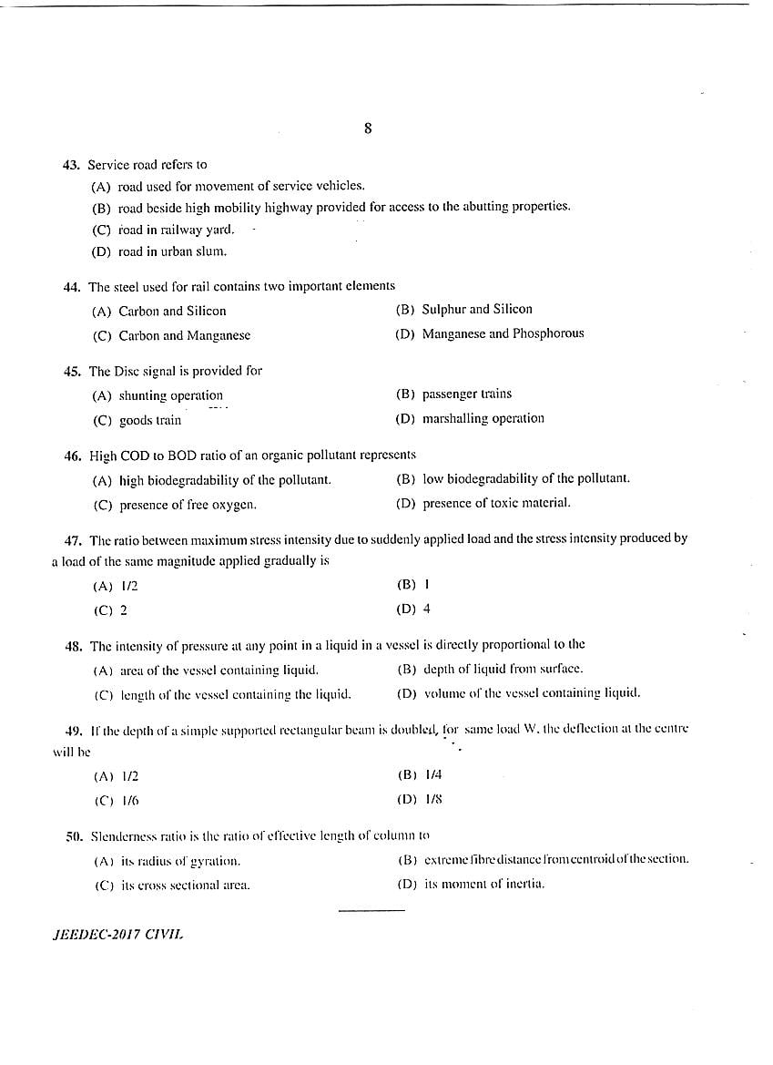 JEEDEC 2017 Question Paper PDF (Civil, Electrical, Mechanical)