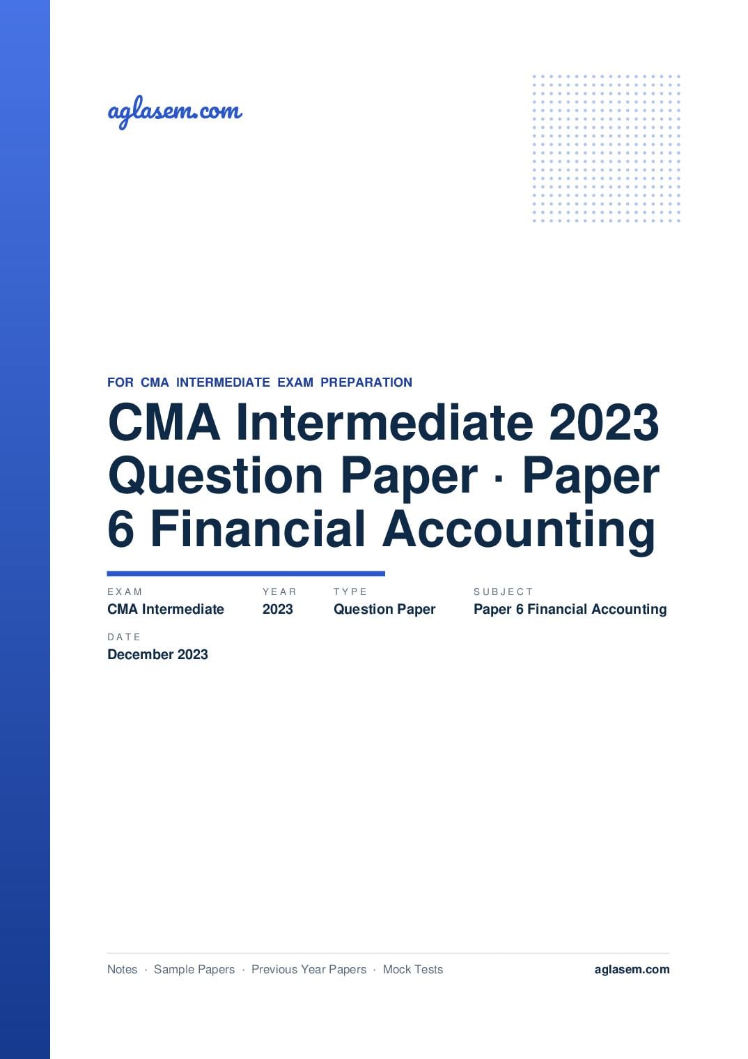 CMA Intermediate December 2023 Question Paper Paper 6 Financial Accounting - Page 1 of 12