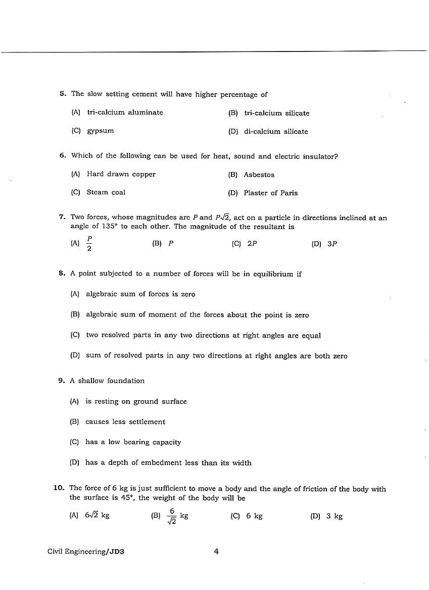 JEEDEC 2018 Question Paper PDF (Civil, Electrical, Mechanical)