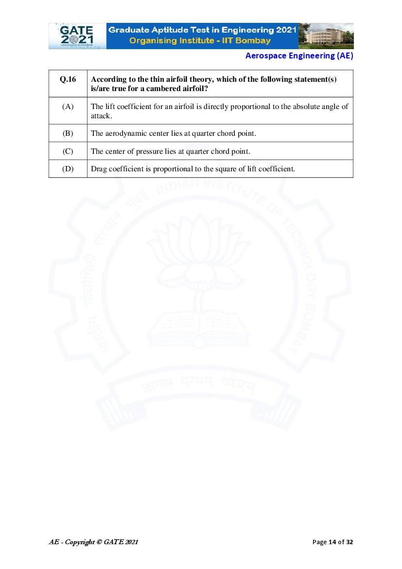 GATE 2021 Question Papers PDF with Answer Keys (48 Papers)