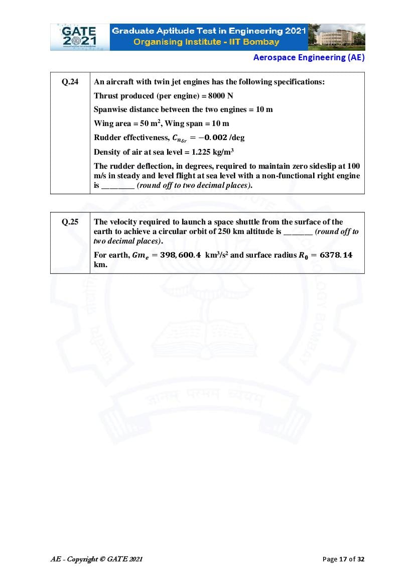 GATE 2021 Question Papers PDF with Answer Keys (48 Papers)