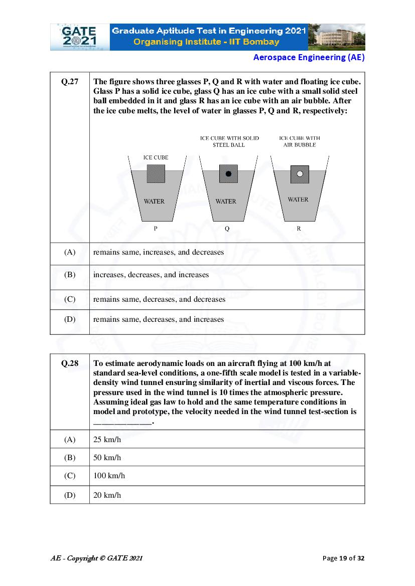 GATE 2021 Question Papers PDF with Answer Keys (48 Papers)