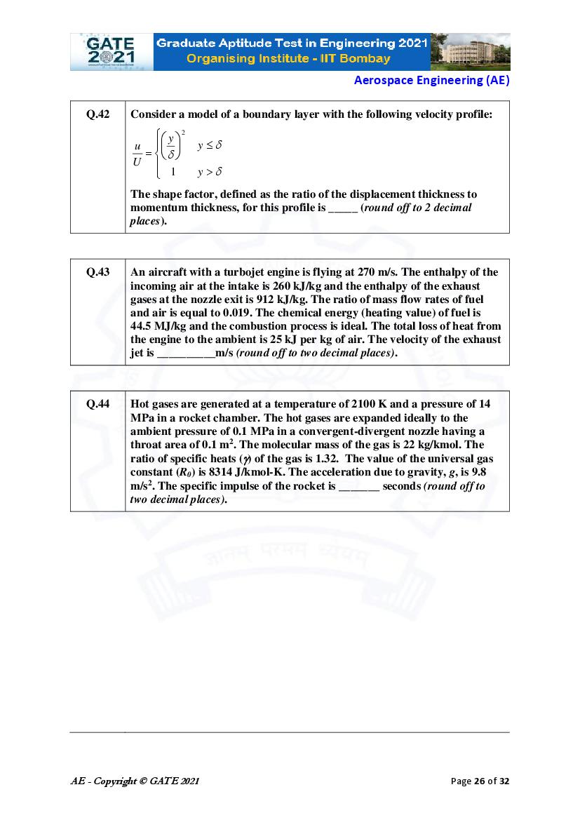 GATE 2021 Question Papers PDF with Answer Keys (48 Papers)